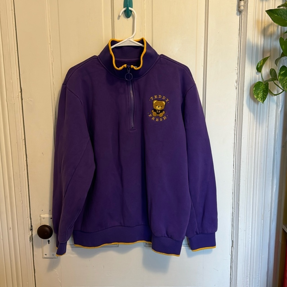 Purple College Teddy Fresh Sweater Quarter-Zip